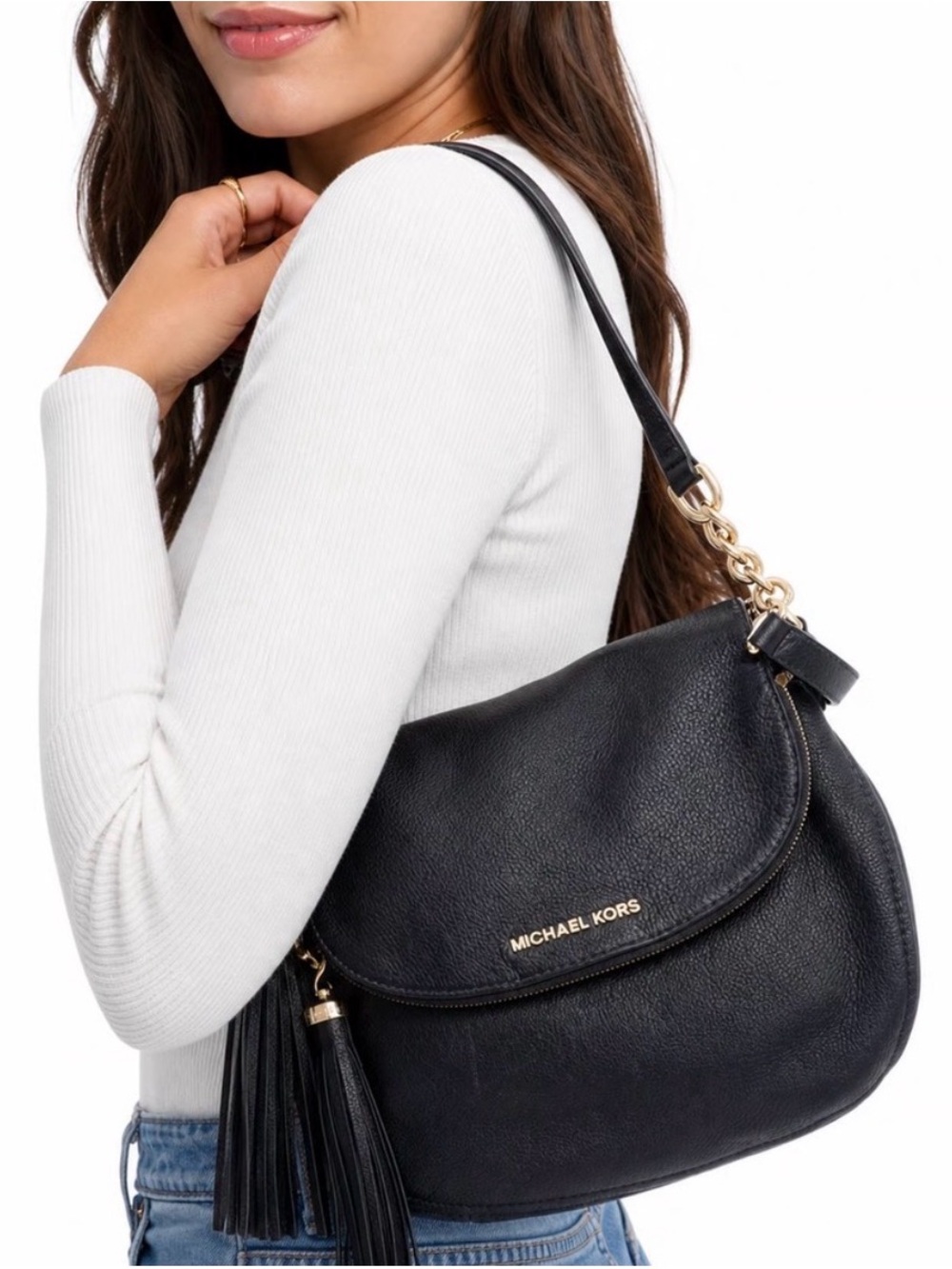 Michael Kors Bedford Bag- Black Pebbled Leather